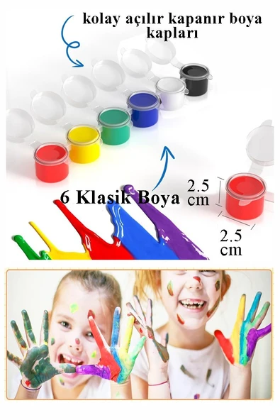 Parmak Boyası 5 ml 12 Renk ve Resim Fırçası 3 Paket Mini Küçük Parmak Boya Etkinlik Boyama Boyası Su Bazlı Resim Kreş - 5