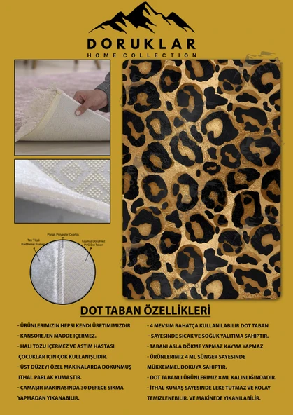 Kaymaz Taban Yıkanabilir Dijital Baskı Dekoratif Modern Desenli Marry Serisi Dot Taban Halı MRY13 - 2