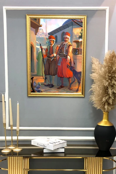 Osmanlı Askeri Desenli Çerçeveli Tablo Duvar Tablosu 50x70cm ORYNTL11 - 2