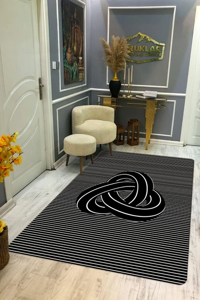 Kaymaz Taban Yıkanabilir Dijital Baskı Dekoratif Modern Desenli Dot Taban Halı Nes V2 Serisi NES038