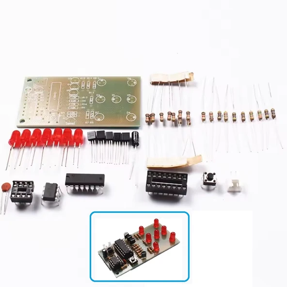DC 5V Elektronik Zar CD4017 NE555 5mm LED Hobi Devresi DIY Lehimleme Kiti - Demonte(Montesiz) ürün görseli