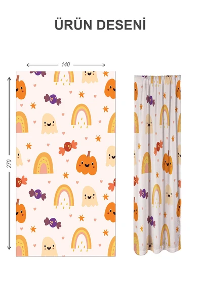Dijital Baskı Yıkanabilir Dekoratif Modern Desenli 2 Kanat Bebek ve Çocuk Odası Fon Perdesi RB02 - 2