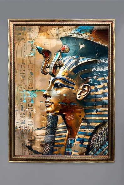 Antik Mısır Desenli Çerçeveli Duvar Tablosu 50x70cm MISIR11