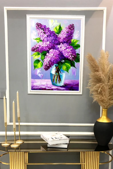 Dekoratif Modern Çiçek Desenli Çerçeveli Duvar Tablosu 50x70cm FLOWER03 - 2