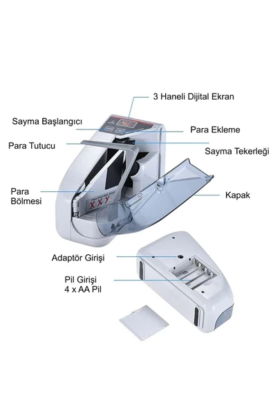 Kağıt Para Sayma Makinesi Mini Taşınabilir UV Lamba Para Kontrol - 3
