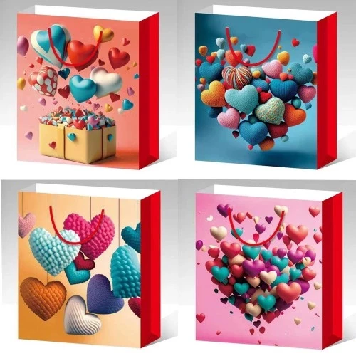 Büyük Boy Kalp Desenli Karton Çanta - 2