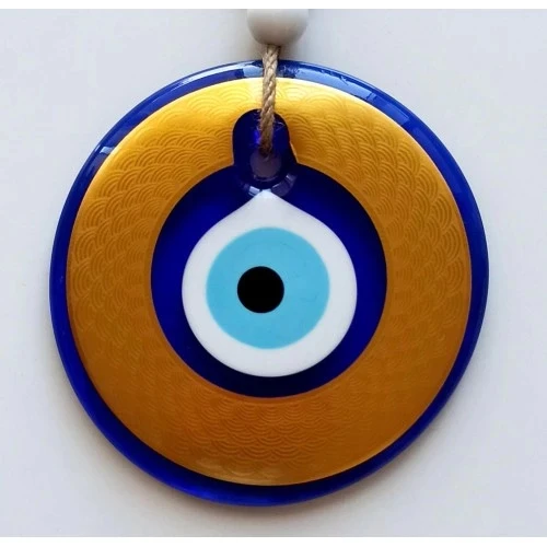 Nazar Boncuklu Gold Renk Kaplama Cam Duvar Dekoru - 3