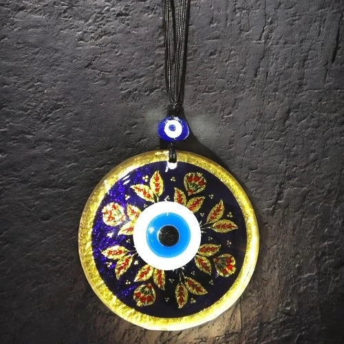 Kırmızı Laleli Gold Renk Cam Süs Altın Varaklı Duvar Dekoru - 3