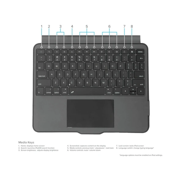 Targus THZ967TR Versavu iPad Air 11" (M3,m2) & iPad Pro 11" & iPad 10.9" Uyumlu Touchpad ve Aydınlatmalı Türkçe Klavyeli Kılıf - 7