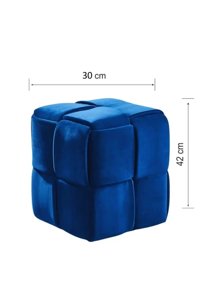 Mobilya Stant Most Spiral Kare Puf 19 Lacivert Kadife Kumaş (Evinize Teslim) - Resim 3