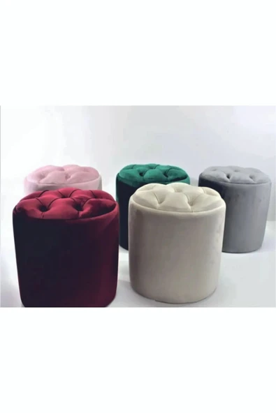 Mobilya Stant Most Hallow Kapitoneli Sandıklı Puf 11 Pembe Kadife Kumaş (Evinize Teslim) - Resim 4