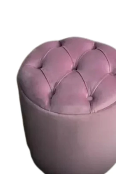 Mobilya Stant Most Hallow Kapitoneli Sandıklı Puf 11 Pembe Kadife Kumaş (Evinize Teslim) - Resim 2