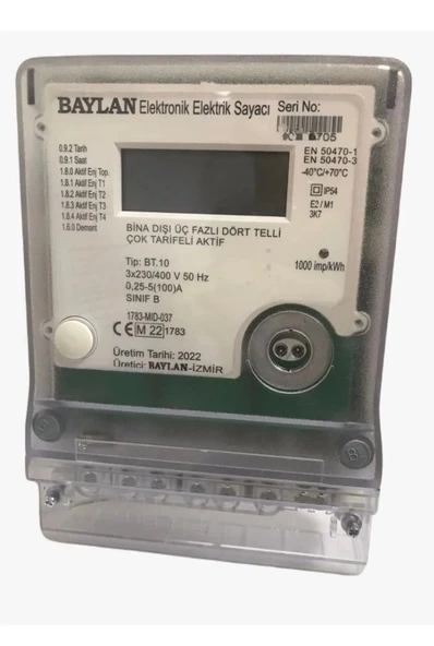 BAYLAN Dijital Trifaze Elektrik Sayacı 3x10(100)A Üç Fazlı Sanayi Dijital Sayaç - 4
