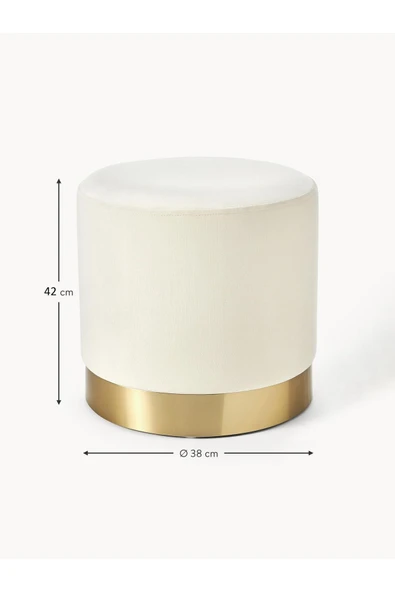 Mobilya Stant Most Ekol Premium Puf 01 Kırık Beyaz Kadife Kumaş (Evinize Teslim) - Resim 4