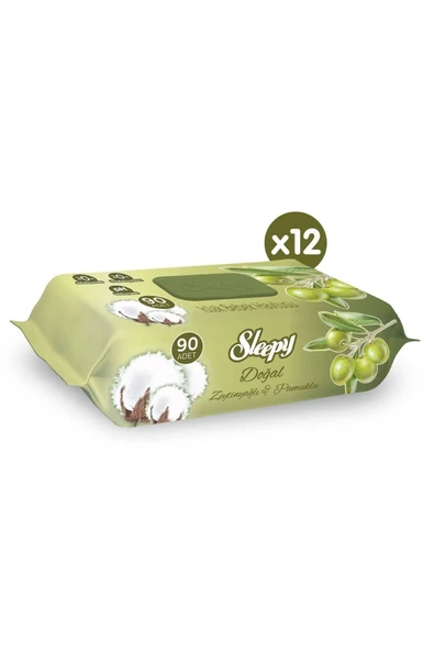 Sleepy Zeytinyağlı Islak Havlu 12 Paket 1080 Yaprak - Resim 2