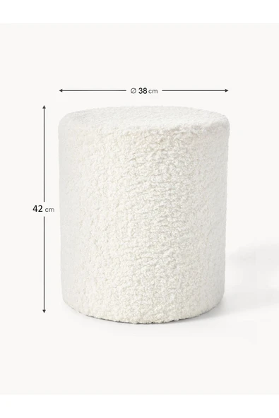 Mobilya Stant Most Ekol Puf Beyaz Teddy Kumaş (Evinize Teslim) - Resim 5