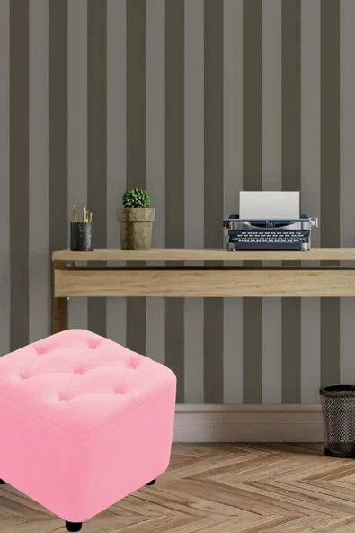 Mobilya Stant Most Hallow Kapitoneli Kare Puf 11 Pembe Kadife Kumaş (Evinize Teslim) ürün görseli