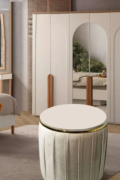 Mobilya Stant Most Ekol Lüks Puf 01 Krem Kadife Kumaş (Evinize Teslim) ürün görseli