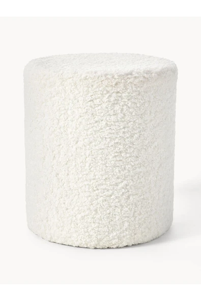 Mobilya Stant Most Ekol Puf Beyaz Teddy Kumaş (Evinize Teslim) - Resim 4