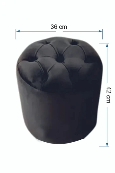 Mobilya Stant Most Hallow Kapitoneli Sandıklı Puf 25 Siyah Kadife Kumaş (Evinize Teslim) - Resim 5