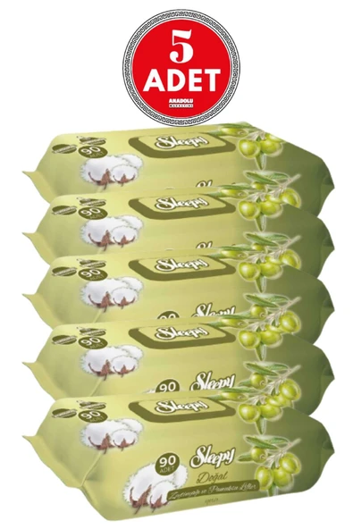 Sleepy Sleepy Pamuk Zeytinyağlı Islak Havlu 90'lı 5 Adet ürün görseli