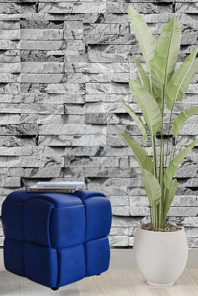 Mobilya Stant Most Spiral Kare Puf 19 Lacivert Kadife Kumaş (Evinize Teslim) ürün görseli