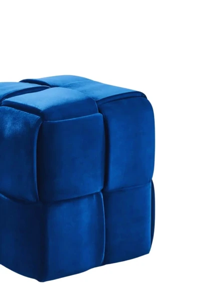 Mobilya Stant Most Spiral Kare Puf 19 Lacivert Kadife Kumaş (Evinize Teslim) - Resim 2