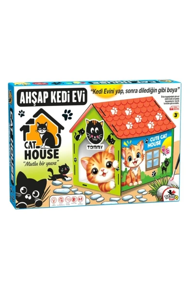 Totteriq Ahşap Boyama Kedi Evi 3006