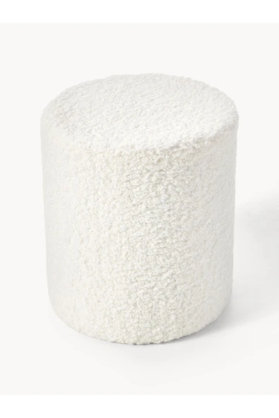 Mobilya Stant Most Ekol Puf Beyaz Teddy Kumaş (Evinize Teslim) - Resim 3