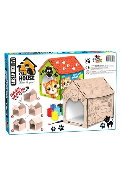 Totteriq Ahşap Boyama Kedi Evi 3006 - 2