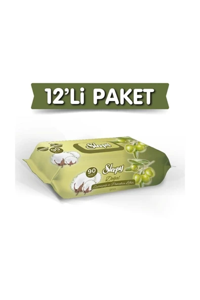Sleepy Doğal Zeytinyağlı Islak Havlu 90 Yaprak X 12 Adet ürün görseli