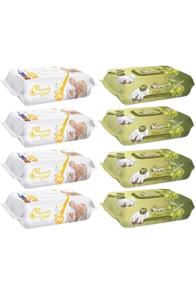 Sleepy Sensitive & Pamuk-zeytinyağlı Islak Havlu 90 (8 Li SET) 720 Yaprak ürün görseli
