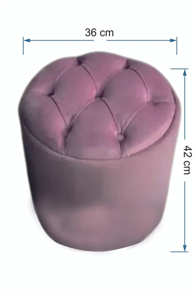 Mobilya Stant Most Hallow Kapitoneli Sandıklı Puf 11 Pembe Kadife Kumaş (Evinize Teslim) - Resim 5