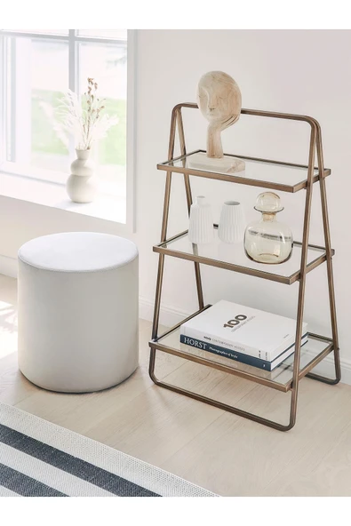 Mobilya Stant Most Ekol Puf 01 Krem Kadife Kumaş (Evinize Teslim) - Resim 2