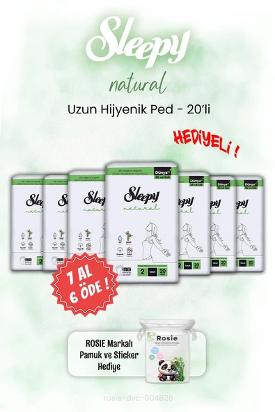 7 AL 6 ÖDE Sleepy Natural Hijyenik Ped Uzun 20'li ve ROSIE ürün görseli