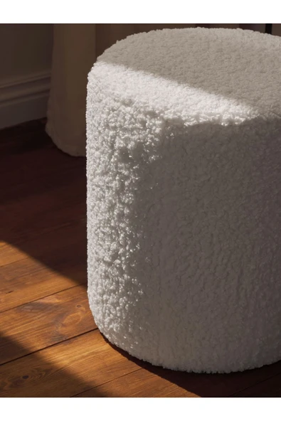 Mobilya Stant Most Ekol Puf Beyaz Teddy Kumaş (Evinize Teslim) ürün görseli