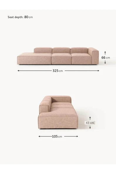 Mobilya Stant Most Mollis Pro 3 Modül Sol Kanepe 09 Bej Keten Yumuşak Sünger(Evinize Teslim) - Resim 6