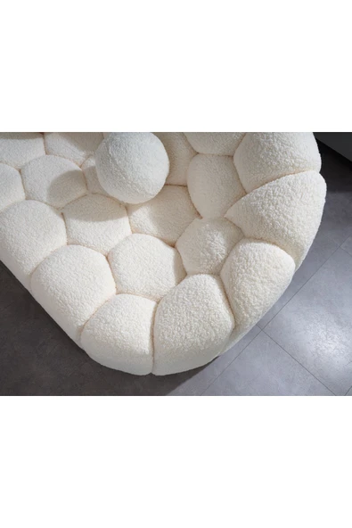 Mobilya Stant Most Balloon Dörtlü Kanepe İthal Beyaz Teddy Kumaş (Evinize Teslim) - Resim 2