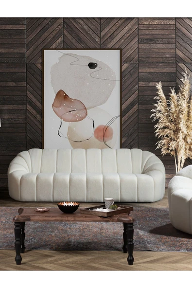 Mobilya Stant Most Line Dörtlü Kanepe İthal Beyaz Teddy Kumaş (Evinize Teslim) ürün görseli