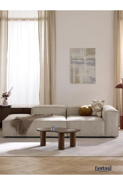 Mobilya Stant Most Mollis Pro 2 Modül Sol Kanepe Fitilli Kırık Beyaz Kadife Kumaş Yumuşak Sünger(Evinize Teslim) ürün görseli