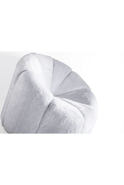 Mobilya Stant Most Line Berjer İthal Beyaz Teddy Kumaş (Evinize Teslim) - Resim 3