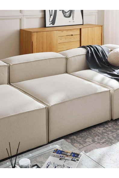 Mobilya Stant Most Mollis Orta Modül Berjer Silinebilir 01 Kırık Beyaz Keten Kumaş Yumuşak Sünger (EVİNİZE TESLİM) - Resim 2