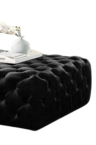 Mobilya Stant Most Hallow Kapitoneli Kare Orta Sehpa 25 Siyah Kadife Kumaş (EVİNİZE TESLİM) - Resim 2