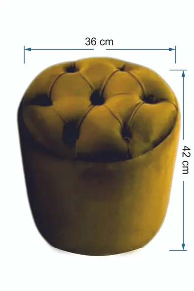 Mobilya Stant Most Hallow Kapitoneli Sandıklı Puf 07 Hardal Kadife Kumaş (Evinize Teslim) - Resim 3