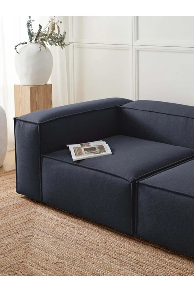 Mobilya Stant Most Mollis Köşe Modül Berjer Silinebilir Lacivert Keten Kumaş Yumuşak Sünger (EVİNİZE TESLİM) - Resim 4