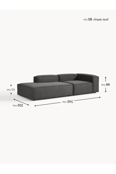 Mobilya Stant Most Mollis Pro 2 Modül Sol Kanepe 41 Koyu Antrasit Keten Yumuşak Sünger(Evinize Teslim) - Resim 6