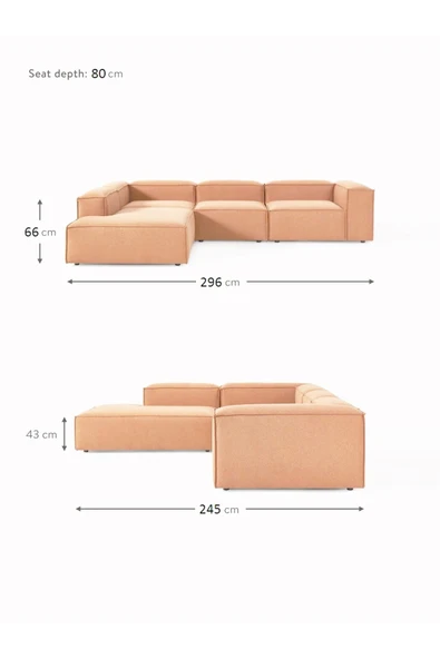 Mobilya Stant Most Mollis Pro 4 Modül Sol Köşe Koltuk Takımı Kiremit Keten Kumaş Yumuşak Sünger(Evinize Teslim) - Resim 6