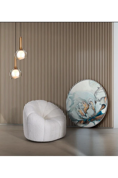 Mobilya Stant Most Line Berjer İthal Beyaz Teddy Kumaş (Evinize Teslim) ürün görseli