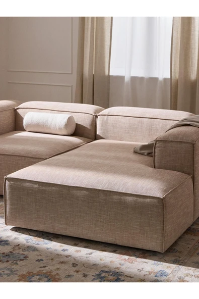Mobilya Stant Most Mollis Plus Sağ Köşe 2 Modül Köşe Koltuk 09 Bej Keten Kumaş Yumuşak Sünger(EVİNİZE TESLİM) - Resim 3
