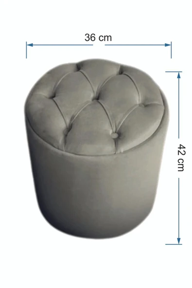 Mobilya Stant Most Hallow Kapitoneli Sandıklı Puf 01 Krem Kadife Kumaş (Evinize Teslim) - Resim 3